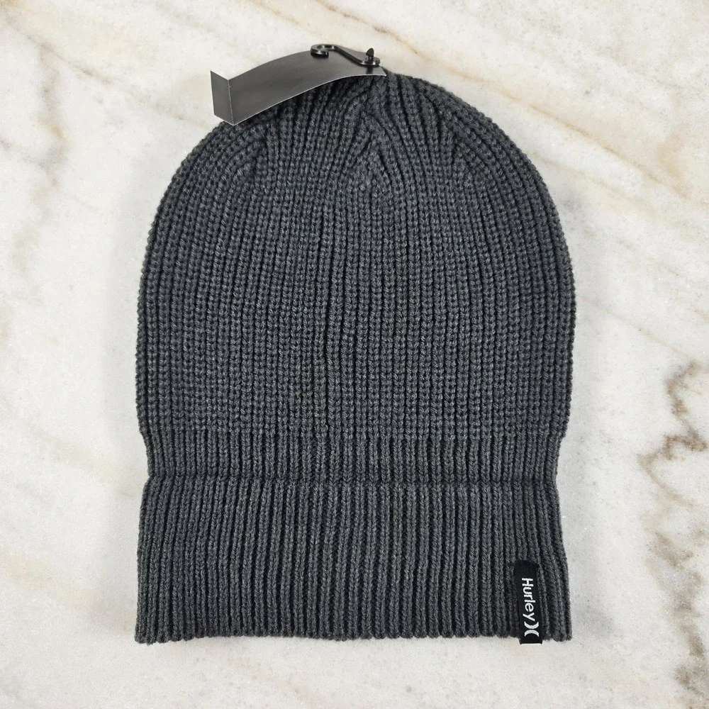 Hurley Gray/Slate Loose Knit Folded Max Cuff 2.0 Beanie Mens One Size Winter NWT